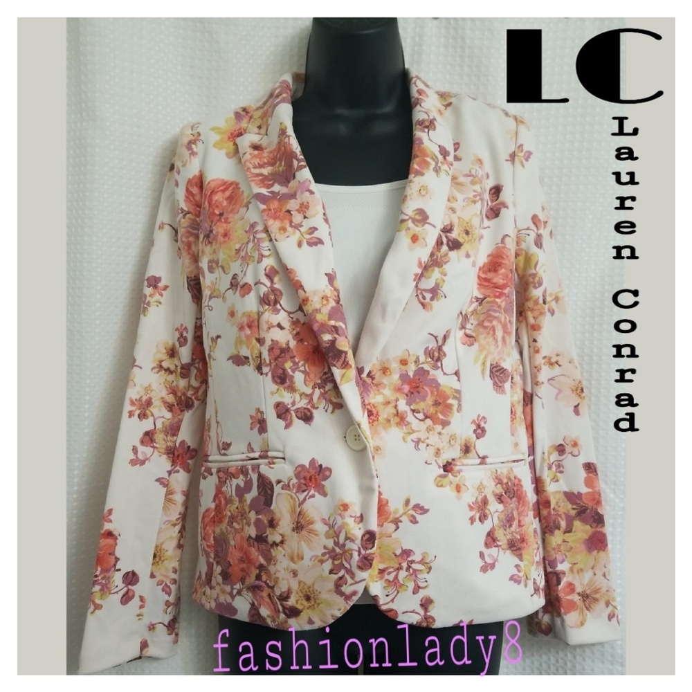 Lauren Conrad Red/Orange Floral Thick  Blazer